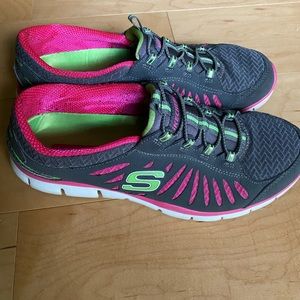 Skechers Slip-ins Gray and Pink Sneakers, Size 7.5